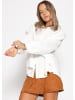 SASSYCLASSY Musselin Bluse mit Lochstickerei in Offwhite