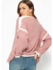 SASSYCLASSY Strickjacke mit kontrastierenden Blenden in Altrosa
