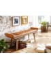 KADIMA DESIGN Sitzbank Echtleder / Massivholz Bank 125x50x38 cm Chesterfield,