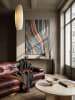 KADIMA DESIGN Teppich Wolle Handgetuftet DERWENT Wellen Muster Wohnzimmer in Multicolor-Blau