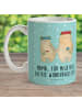 Mr. & Mrs. Panda Kindergartentasse Bären mit Blumenkranz mit Spruch in Türkis Pastell