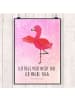 Mr. & Mrs. Panda Poster Flamingo Yoga mit Spruch in Aquarell Pink