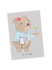 Mr. & Mrs. Panda Postkarte Restaurantfachfrau Herz ohne Spruch in Grau Pastell