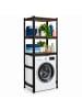 relaxdays Waschmaschinenregal in Schwarz/ Braun - (B)70 x (H)180 x (T)40 cm