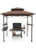 COSTWAY Grillpavillon mit Doppeldach 242 x 153 x 250 cm in Braun
