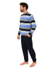 NORMANN Langarm Schlafanzug Pyjama Bündchen Streifen - 86590 in blau