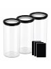 relaxdays 3 x Vorratsgläser in Transparent/ Schwarz - 1200 ml