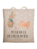 Mr. & Mrs. Panda Tasche Hasen Muschel mit Spruch in Grau Pastell