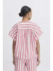 ICHI Kurzarm-Bluse IHLOLIA Loose fit in Bright Rose/White Stripe