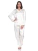 NORMANN Satin Schlafanzug langarm Pyjama Knopfleiste in creme
