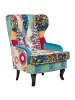 Beliani Sessel MOLDE in Bunt/Blau/Beige - (W) 70 x (H) 100 x (L) 80 cm