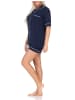 NORMANN Kurzarm Schlafanzug Shorty Pyjama Klassische Optik - 87383 in marine