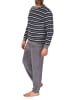 NORMANN Frottee Schlafanzug lang Pyjama RingelMuster - 82378 in grau
