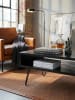 KADIMA DESIGN Couchtisch 100x50x40 cm Mango Massivholz Metall Sofatisch, Design