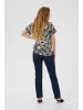 Kaffe Kurzarm-Bluse KAano Regular fit in Black / Light Beige Flower