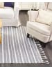 Beliani Geflochtener Teppich BADEMLI in Grau/Weiß - (W) 140 x (H) 1 x (L) 200 cm
