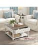 VASAGLE Couchtisch Hugh in Greige meliert-weiß - (B)80 x (H)80 x (T)45 cm