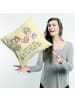 Mr. & Mrs. Panda Kissen 40x40 Igel Familie mit Spruch in Gelb Pastell