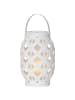 STAR Trading LED Outdoor-Laterne ,Flame Lantern, Batterie und Timer, weiß, 23cm, Ø