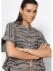 SASSYCLASSY Musselin Bluse mit Leo-Print in Taupe