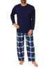 NORMANN Schlafanzug lang Pyjama FlanellHose Karo - 88248 in navy2