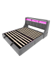 ABRIHOME Doppelbett 180 x 200 cm mit Steckdose und Ablagefach, LED Beleuchtung, Grau