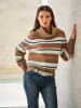 Heine Streifenpullover in camel-ecru-geringelt