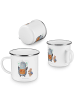 Mr. & Mrs. Panda Camping Emaille Tasse Pinguin & Maus Wanderer o... in Weiß