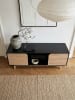 KADIMA DESIGN Lowboard Schwarz Eiche-Dekor 150x55x40 TV-Kommode Modern Design in Schwarz-Beige