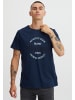 BLEND Logo Print T-Shirt Rundhals Regular Fit Kurzarm Shirt Baumwolle in Dunkelblau