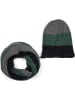 styleBREAKER Strick Loop und Beanie Set in Schwarz-Grün-Grau