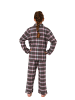 NORMANN Flanell Pyjama langarm Schlafanzug Karo Knopfleiste - 70123 in grau