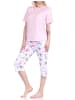 NORMANN Capri Schlafanzug kurzarm floraler Print in rosa