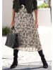 LASCANA Plisseerock in schwarz-beige bedruckt