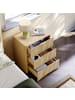 ABRIHOME Nachttisch in Beige mit 3 Schubladen Rillendesign Metallgriffen