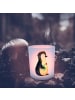 Mr. & Mrs. Panda Glas Teelichthalter Pinguin Blumen ohne Spruch in Transparent