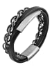 Adeliás Unisex Armband aus Leder 21 cm in schwarz