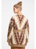 VIRITA Women Offener Strickcardigan in Braun Mehrfarbig