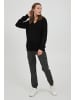 Oxmo Strickpullover OXLavea 21800048-ME Grobstrickpullover mit V-Ausschnitt in Schwarz