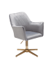 KADIMA DESIGN Sessel-Drehstuhl: Samtbezug, Eisenuntergestell, Armlehnen, 360° drehbar in Grau