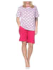 NORMANN Kurzarm Schlafanzug Shorty Pyjama Tupfen Punkte Look in pink