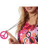 tectake Damenkostüm  Hippie Flowerpower  Bunter Flower-Power-Stil: Pinkes Oberteil und H
