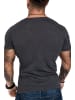 Amaci&Sons Basic T-Shirt mit V-Ausschnitt EUGENE in Anthrazit Melange