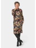 GOLDNER Kleid Druckkleid mit halsfernem Rollkragen in dunkelblau / gemustert