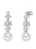 Lulu & Jane Perlen-Ohrhänger aus Messing mit Zirkonia und Muschelkernperle in silber