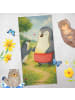 Mr. & Mrs. Panda Badehandtuch Pinguin mit Kind Design ohne Spruch in Blau Pastell
