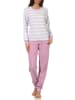 NORMANN Frottee Schlafanzug Bündchen Pyjama Streifen - 51768 in lila