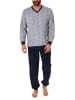 NORMANN Frottee Pyjama lang Bündchen - 48175 in grau