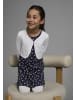 Kidsworld Bolero, Kleid & Leggings in marine-gemustert-weiß