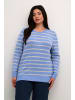 KAFFE curve Strickpullover KClinda in Blue Melange/Beige Stripe